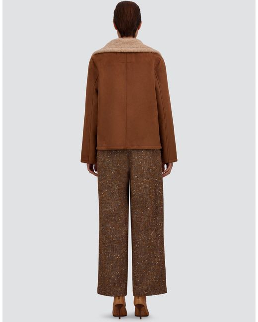 Herno Brown Shearling-Effect Pea Coat