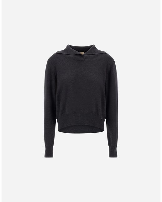 Herno Black Stocking Stitch Wool Jumper