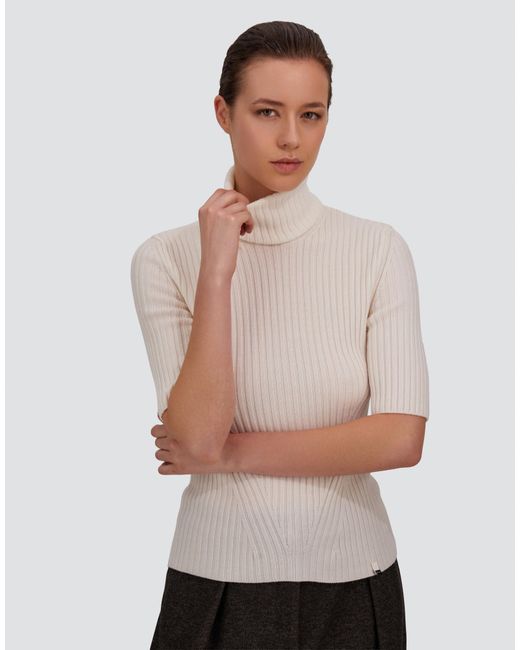 Herno White Ribbed Wool Turtleneck
