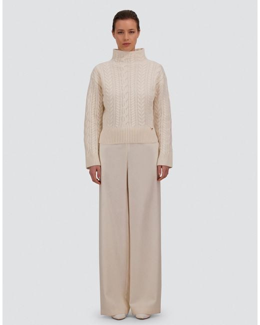 Herno White Cable-Knit Wool Jumper