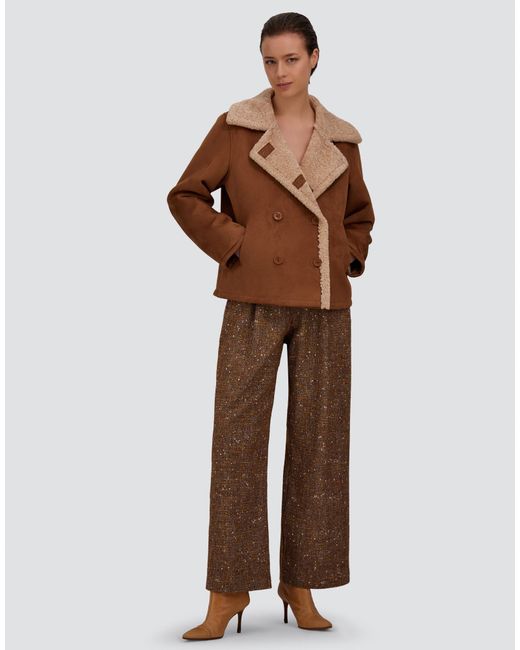 Herno Brown Shearling-Effect Pea Coat