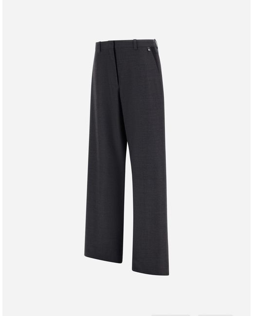 Herno Blue Wool Gabardine And Viscose Satin Trousers
