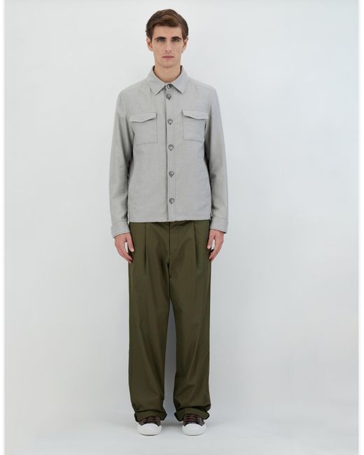 Herno Gray Cotton Cashmere Rain Shirt for men