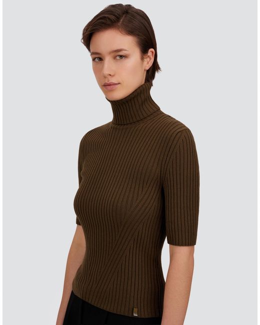 Herno Brown Ribbed Wool Turtleneck