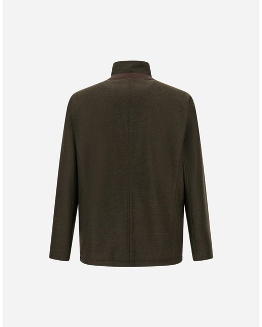 Herno Green Wool, Silk And Suede Effect Jacket for men