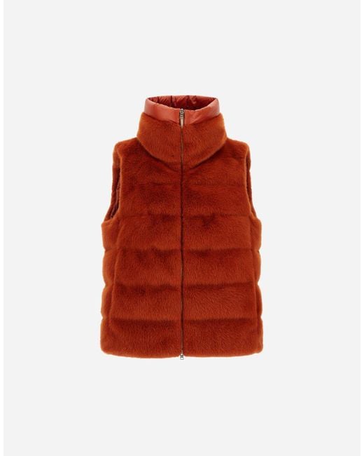 GILET IN LADY ALTERNATIVE FUR E NYLON ULTRALIGHT di Herno in Red