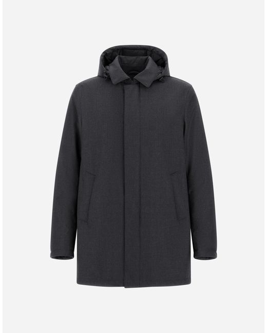 Herno Blue Flannel Coat With Waterproof Membrane for men