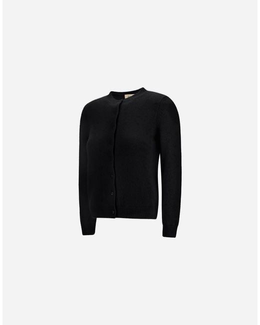 Herno Black Stocking-Stitch Alpaca And Wool Cardigan