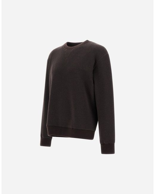Herno Black Cotton And Wool Crew-Neck Sweatshirt for men