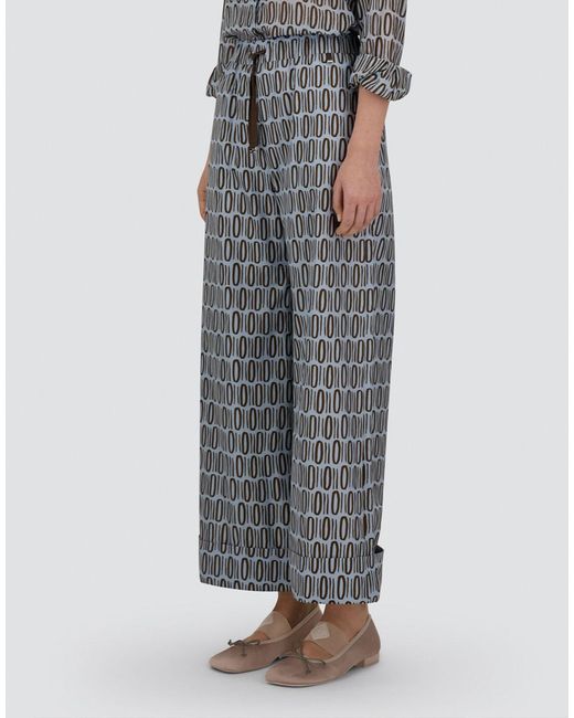 Herno Gray Resort Cotton Rectangular Print Trousers