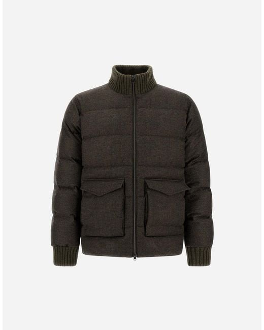 Herno Black Bómber De Wool Cashmere Glen Check for men