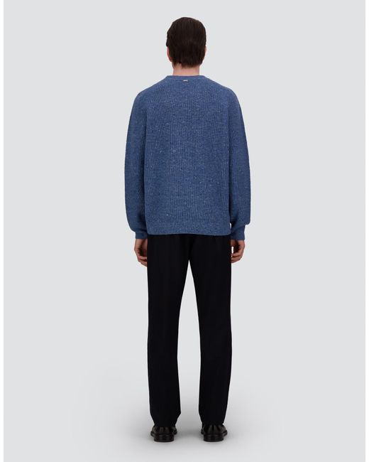 Herno Blue Cashmere And Wool Fisherman's Rib Sweater for men