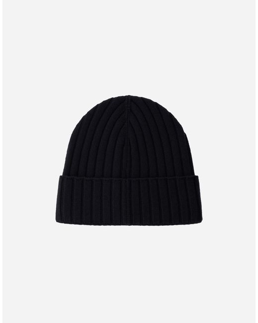 Herno Blue English Rib Cashmere Beanie for men