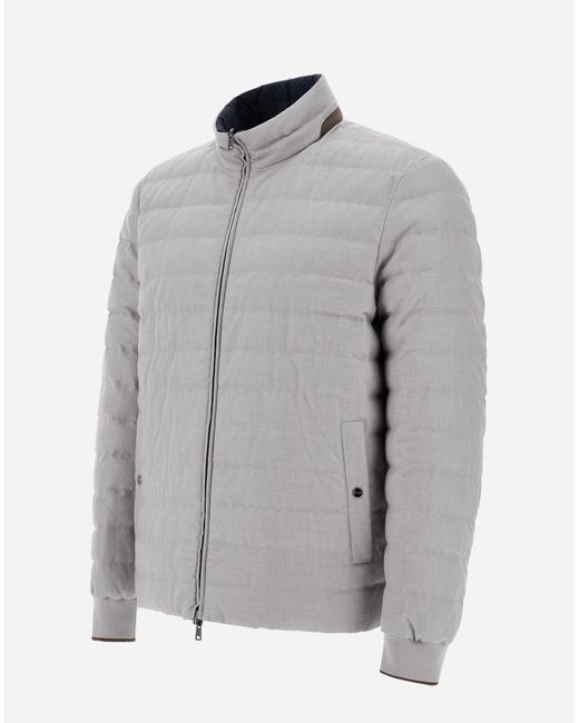 Herno Gray Reversible Cotton Cashmere Rain And Ecoage Bomber for men