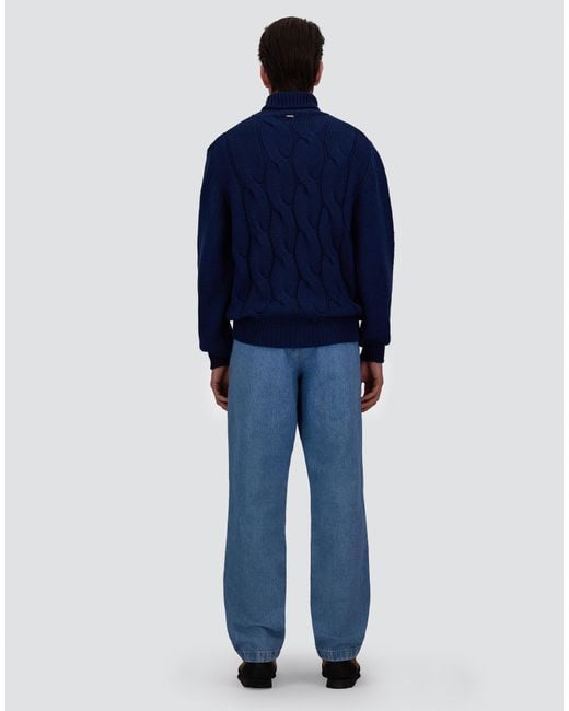 Herno Blue Pleated Denim Trousers for men