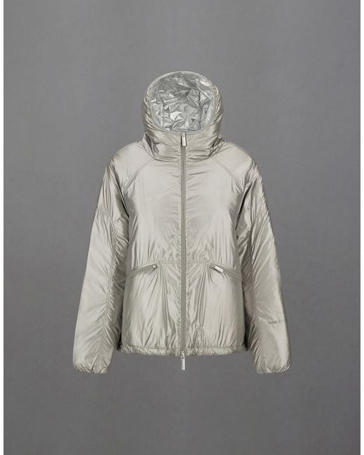 Herno Gray Laminar Metallic Shield Hooded Jacket