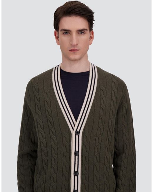 Herno Black Cable-Knit Wool And Cashmere Cardigan for men