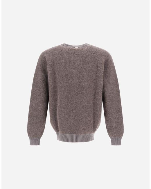 Herno Gray Cashmere And Wool Bouclé Jumper for men