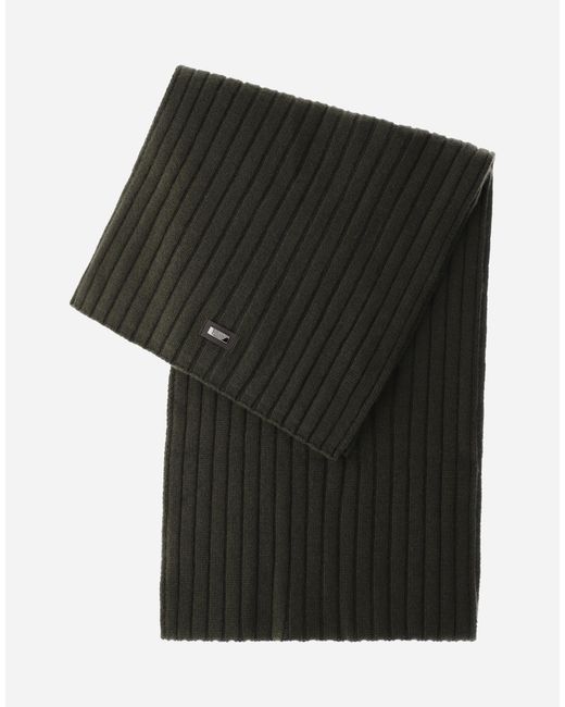 Herno Black Fisherman's Rib Cashmere Scarf for men