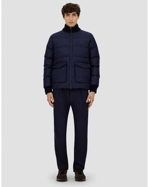 Herno Blue Bómber De Wool Cashmere Glen Check for men