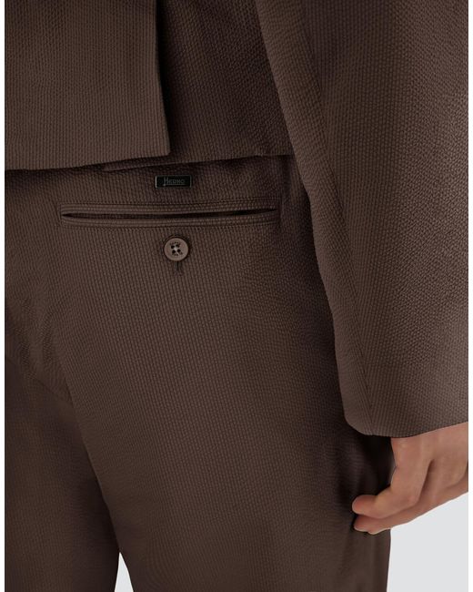 Herno Brown Seer-Crease Trousers for men