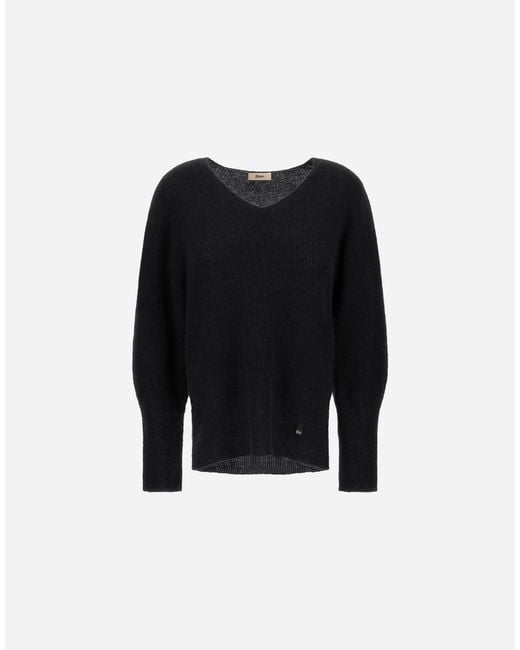 Herno Black Alpaca And Wool Stocking-Stitch Jumper