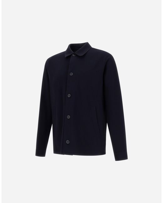 Herno Blue Shacket In Light Scuba for men
