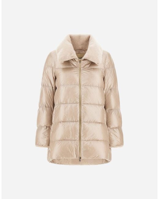 Herno Natural Chaqueta De Corte Acampanado De Nylon Ultralight Y Lady Alternative Fur