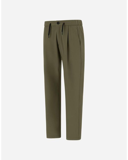 Herno Green Light Comfort Stretch Woven Trousers for men