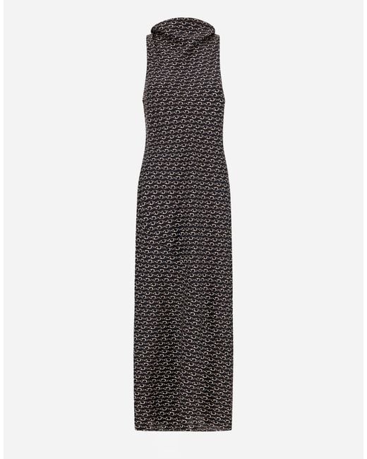 Herno White Silk Dress With Hook Print