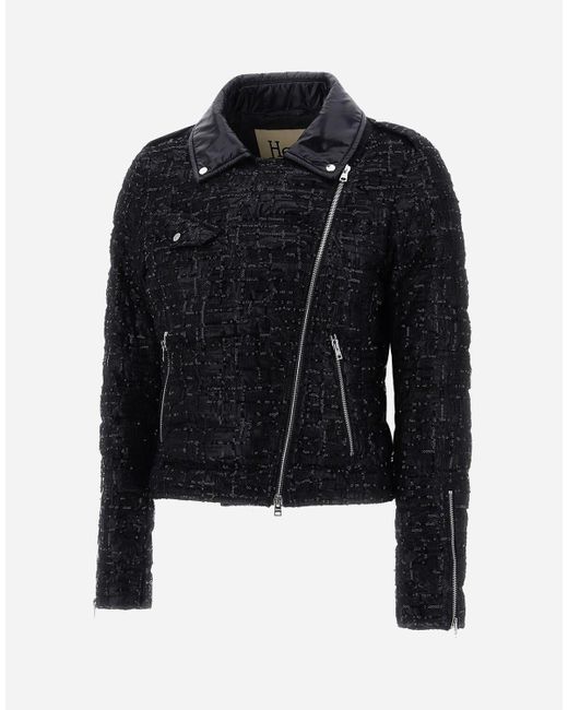 BOMBER IN SEQUIN EMBROIDERY di Herno in Blue