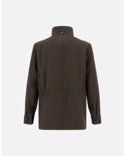 Herno Black Vintage-Effect Wool-Blend Field Jacket for men