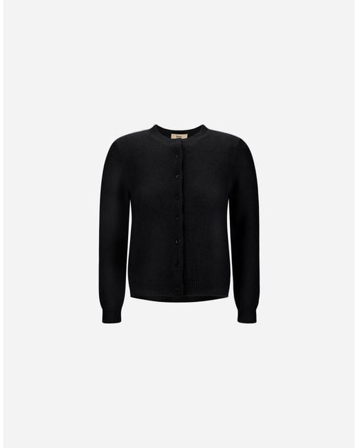 Herno Black Stocking-Stitch Alpaca And Wool Cardigan