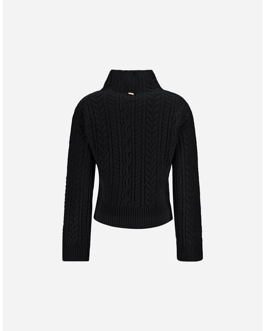 Herno Black Cable-Knit Wool Jumper