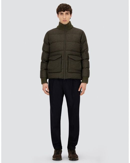 Herno Black Bómber De Wool Cashmere Glen Check for men