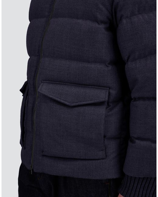 Herno Blue Wool Tweed Bomber Jacket for men