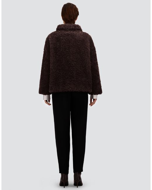 Herno Brown Curly-Effect Fur-Touch Short Jacket
