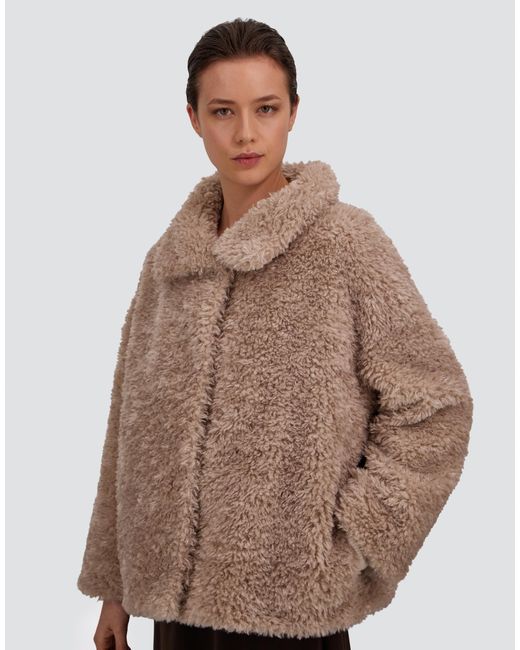 Herno Brown Curly-Effect Fur-Touch Short Jacket