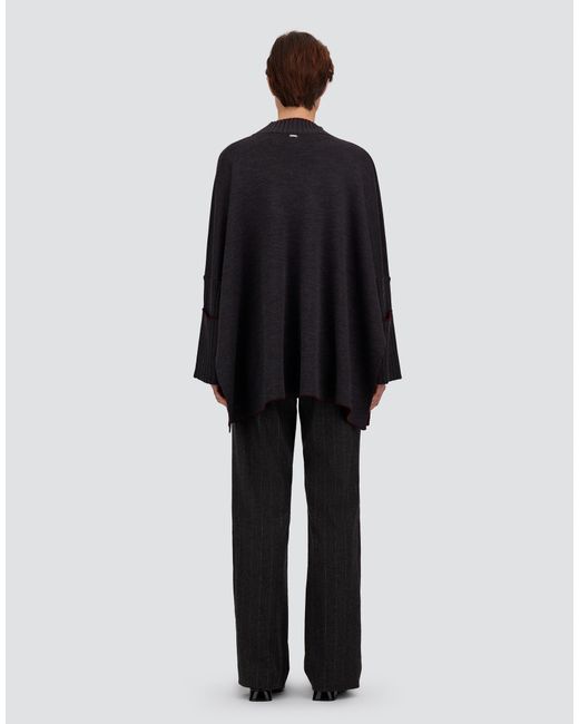 Herno Gray Double-Knit Wool Poncho