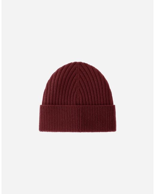 Herno Red Ribbed Wool Beanie for men