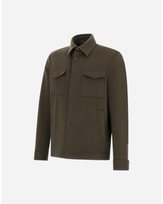 Herno Green Cashmere And Wool Shacket for men