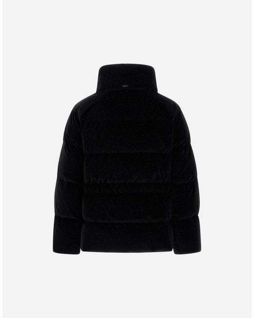 Herno Black Velvet Jacket With Glitter Print And Satin