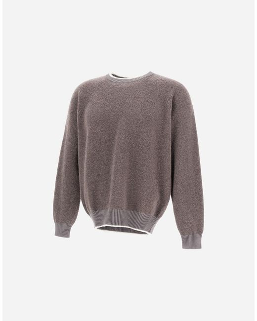 Herno Gray Cashmere And Wool Bouclé Jumper for men