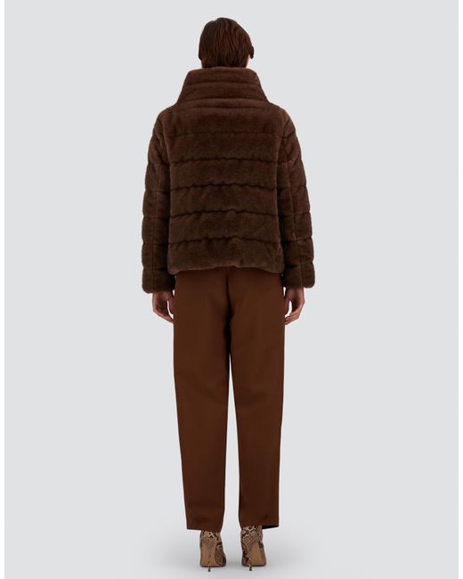 Herno Brown Mélange Mink-Effect Jacket