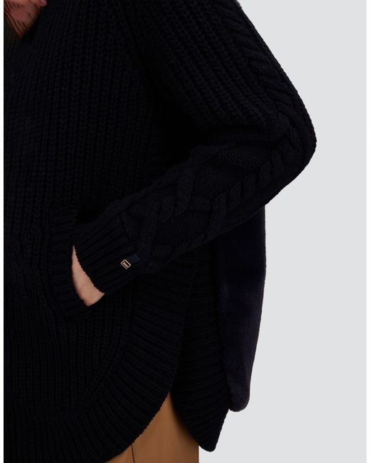 Herno Blue Wool Jacket With Raised Texture And Beaver-Effect Fur Feel