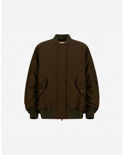 Herno Brown Nylon Gabardine Bomber Jacket