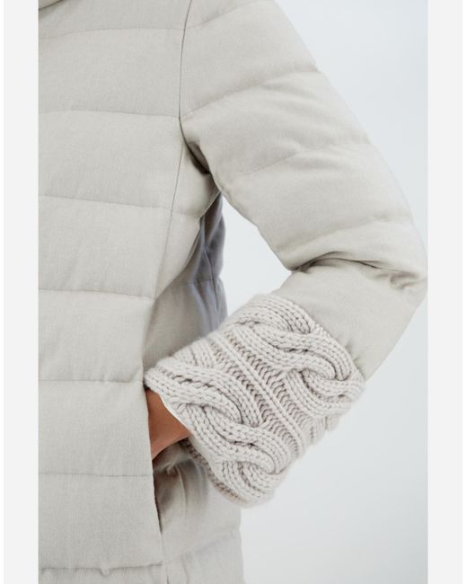 Herno White Silk Cashmere And Knit A-line Jacket