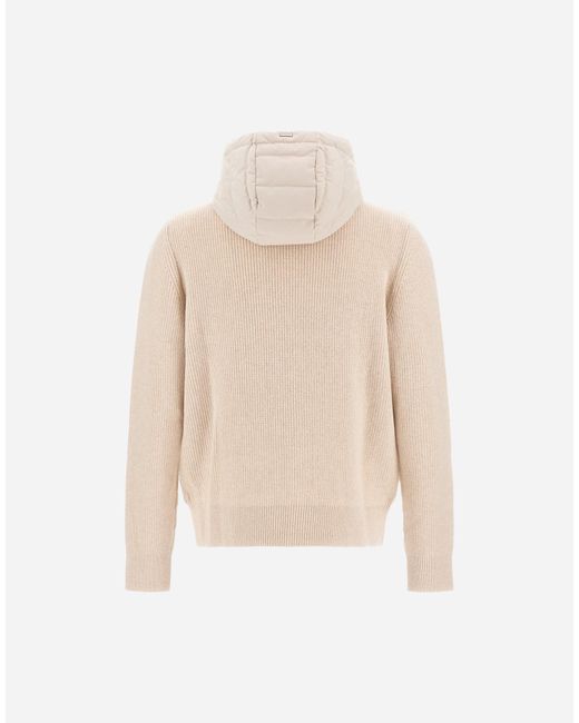 Herno Natural Resort Cob Carded Wool And Suede Effect Hoodie for men