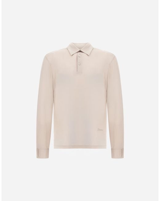 Herno White Wool Jersey Polo Shirt for men