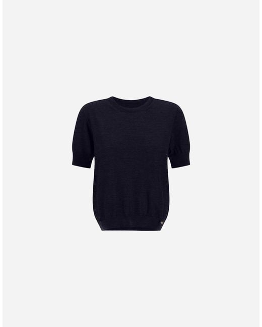 Herno Blue Stocking-Stitch Extrafine Wool T-Shirt